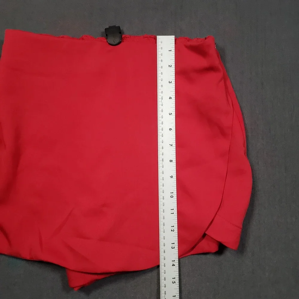Japna Skort Womens Medium Red Wrap Front Elastic Back Side‎ Zip Short Skirt